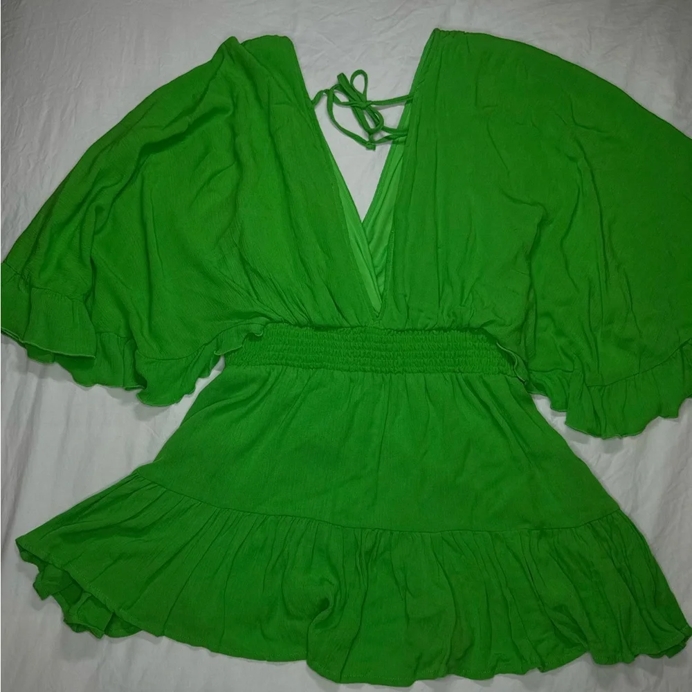 NWOT - FOREVER 21 Romper Bright Green | Large | Summer | Beach | Boho | Neon - Picture 1 of 10